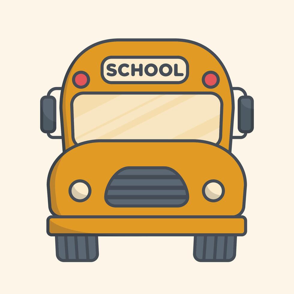 School Bus icon Back to school collection Icons school supplies school equipment or items illustration vector