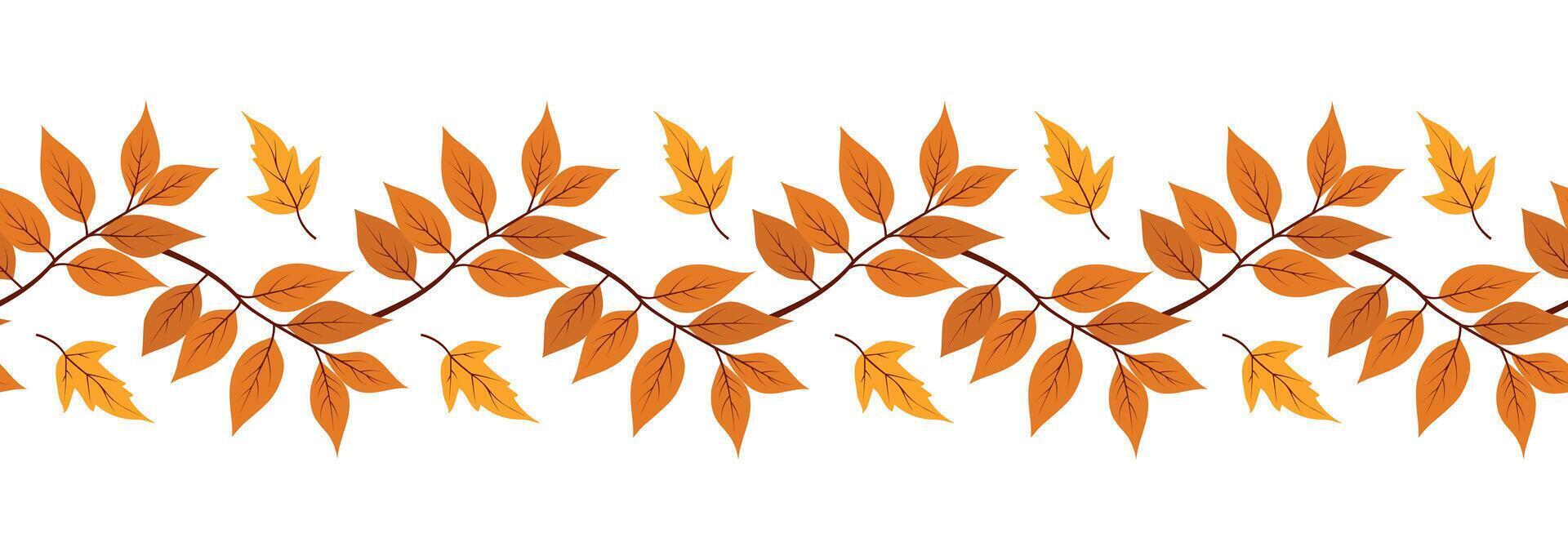 Seamless boder with autumn tree branch vector