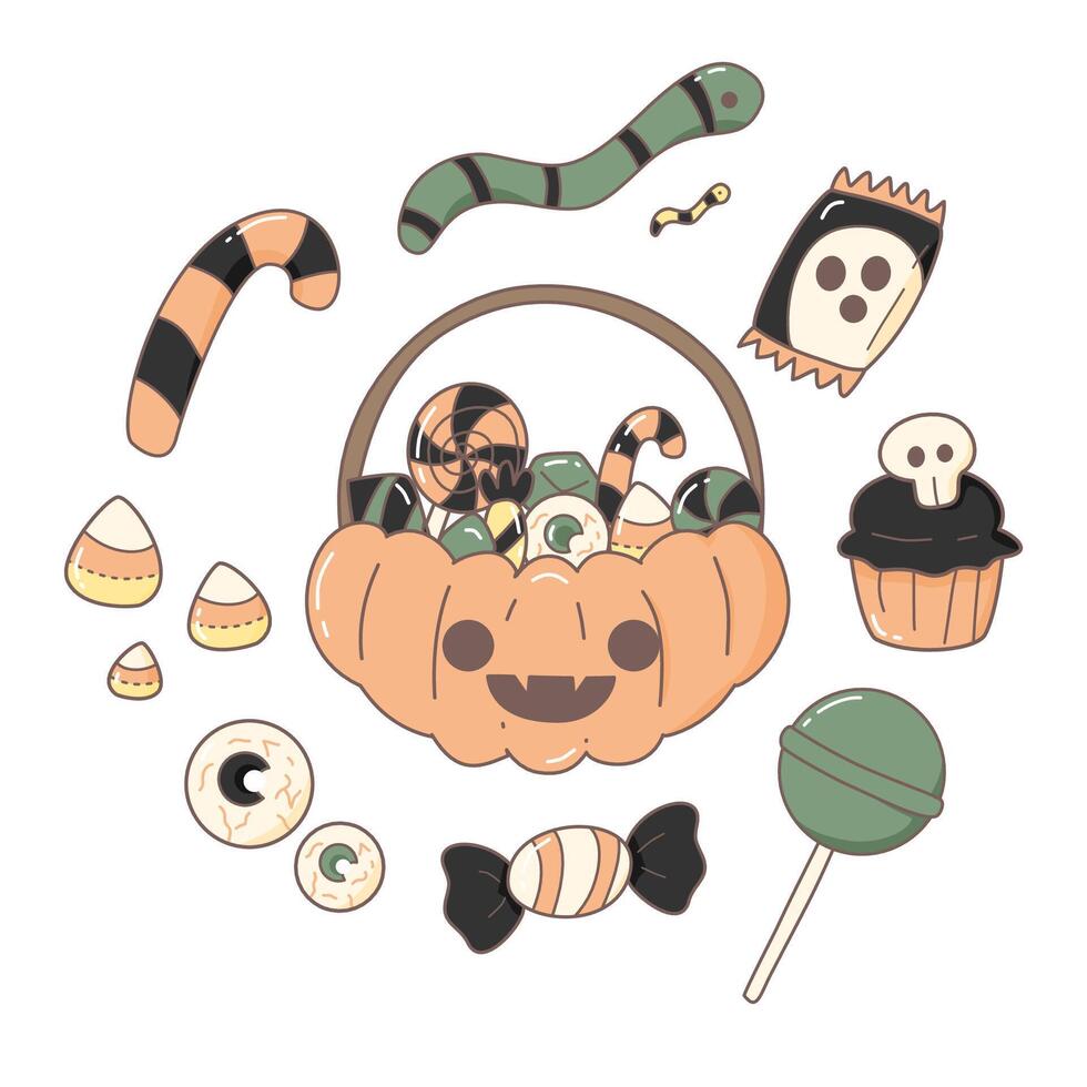 Cute element halloween candy vector