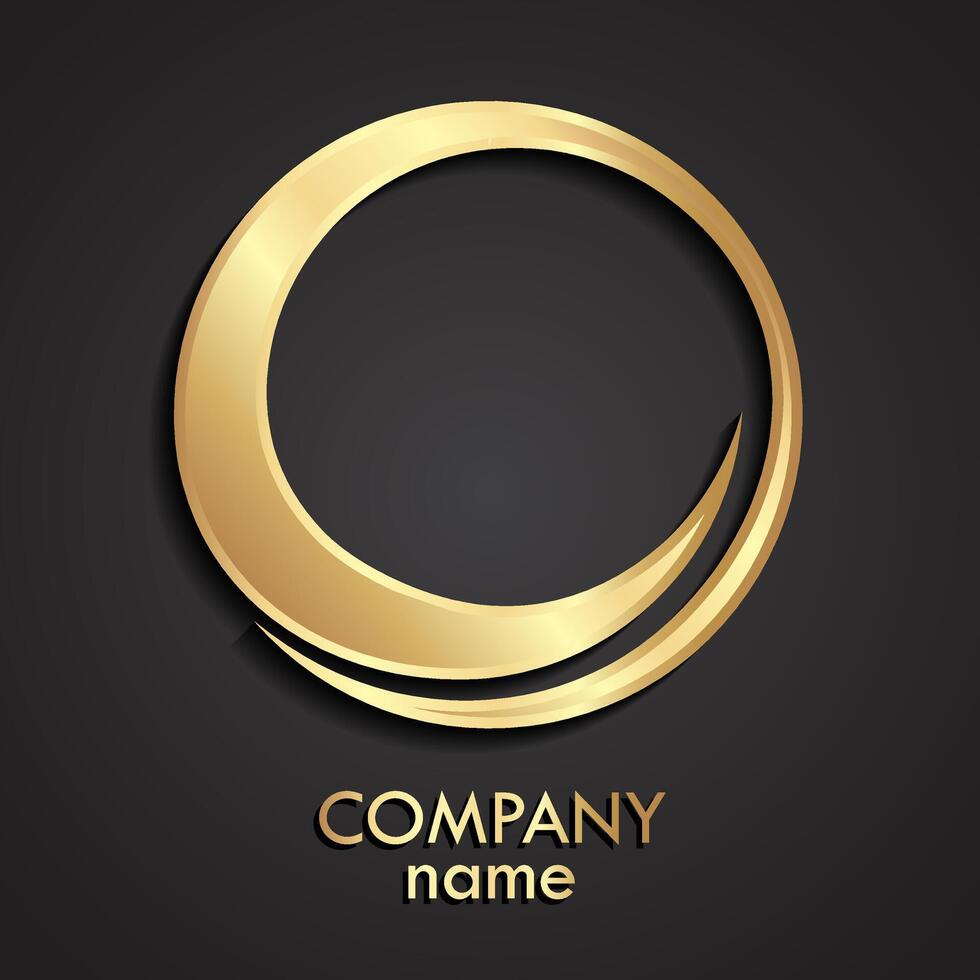 3d abstract gold metal circle logo design vector