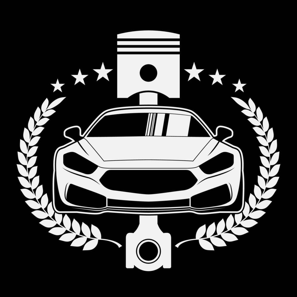 sport car logo with laurel wreath and piston vector