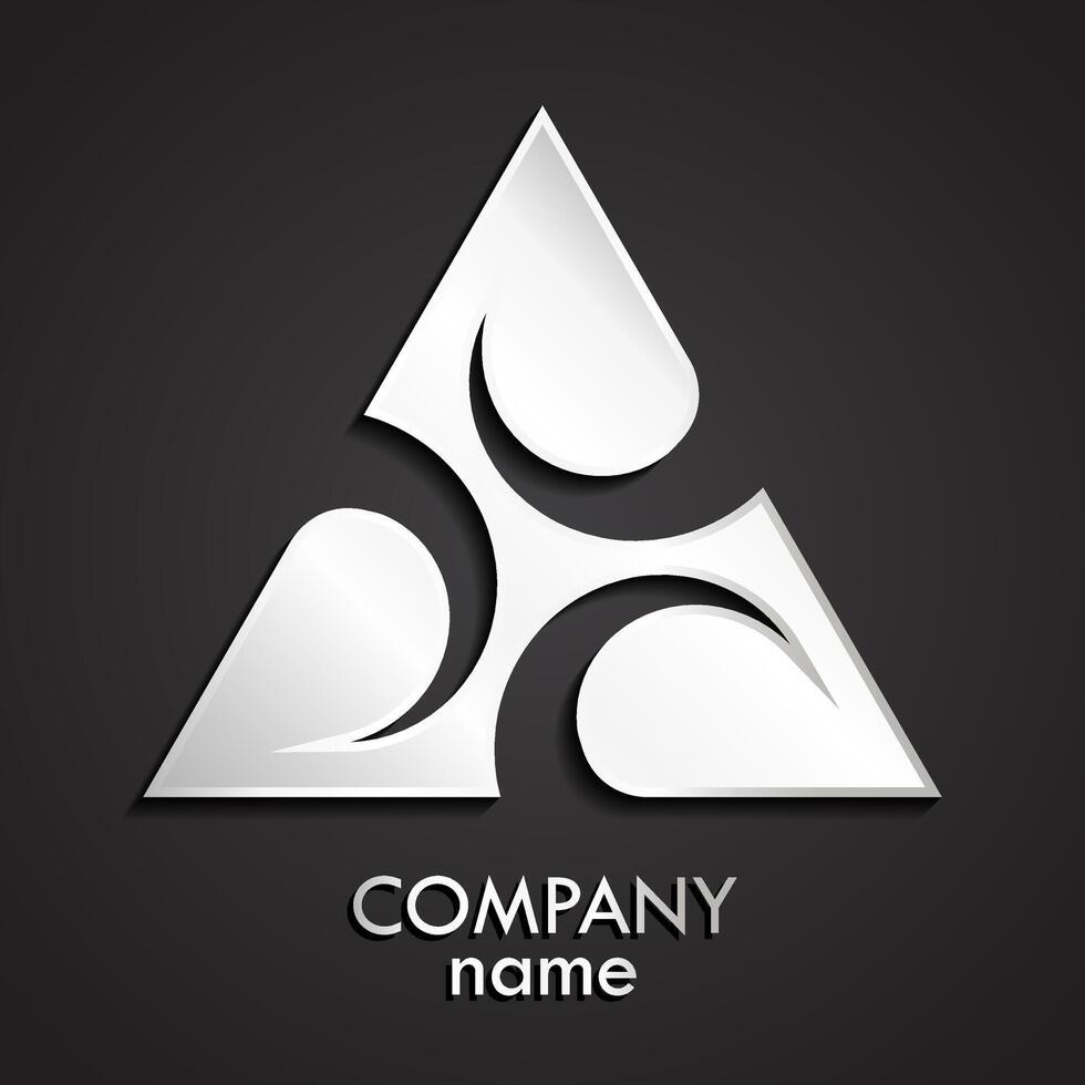 triangle abstract shape 3d silver logo vector