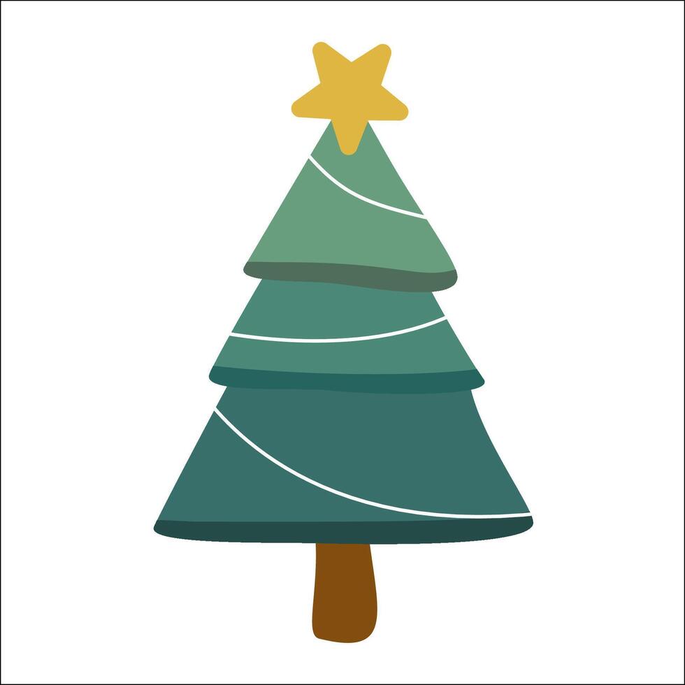 Christmas tree decorative illustration icon Element flat on white background vector