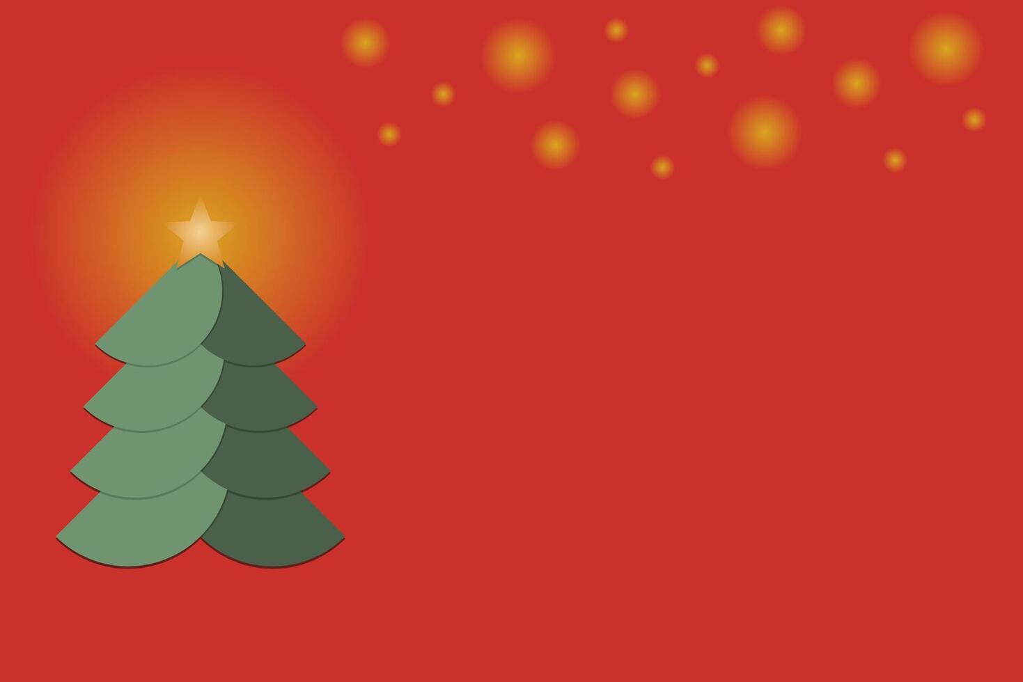 Paper cut Christmas Tree with Fortuna Gold Star on Red Background. vector