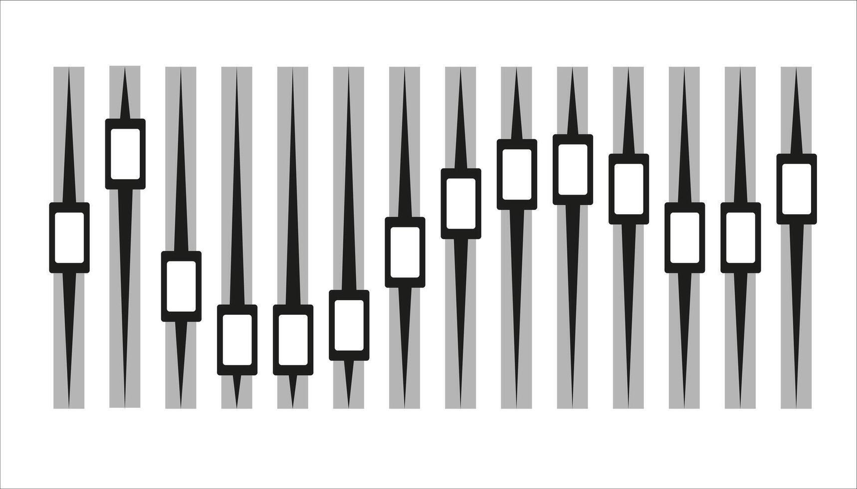 Different sound waves black isolated on white background. Equalizers template. Music audio. vector