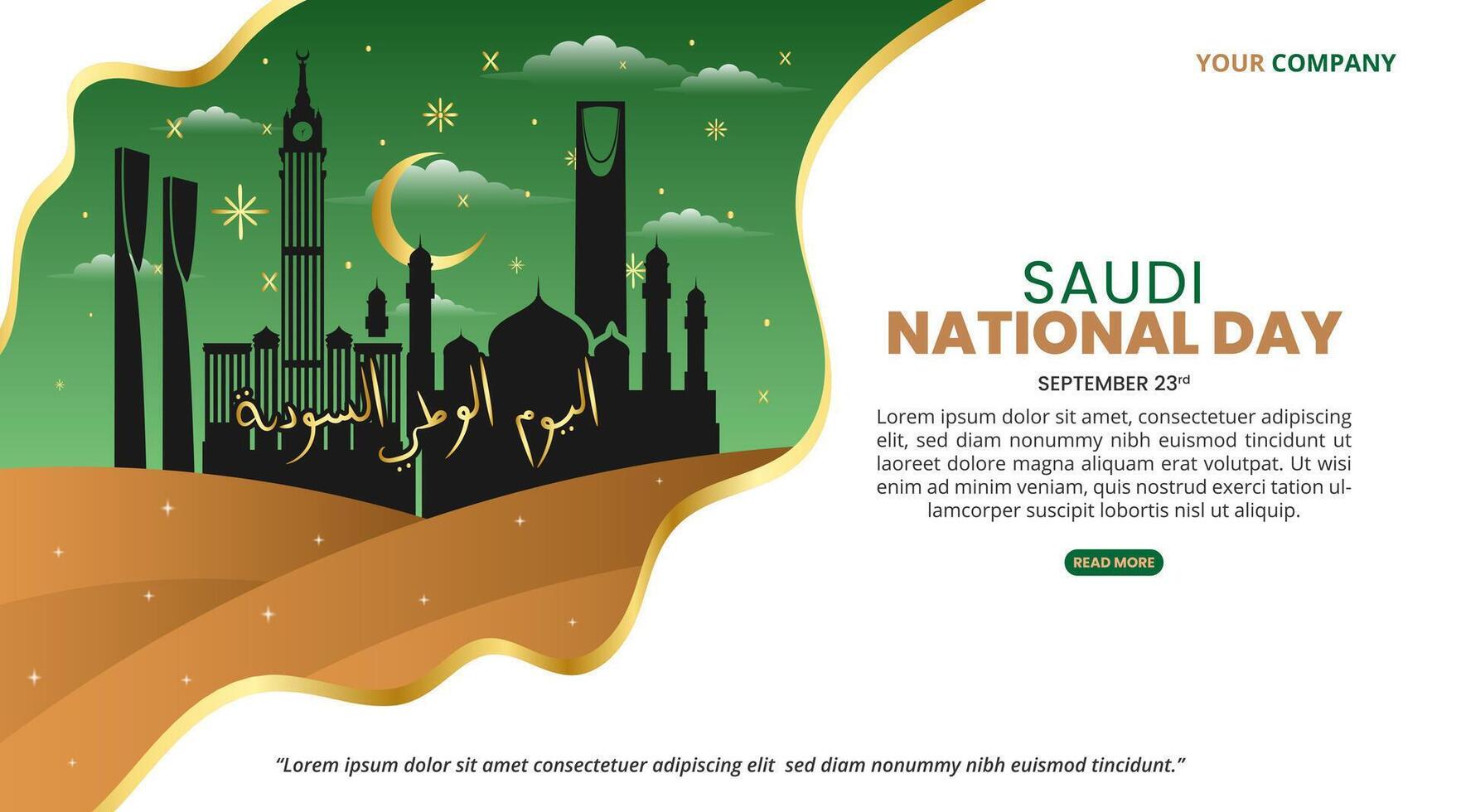 Saudi National Day background with desert and buildings vector