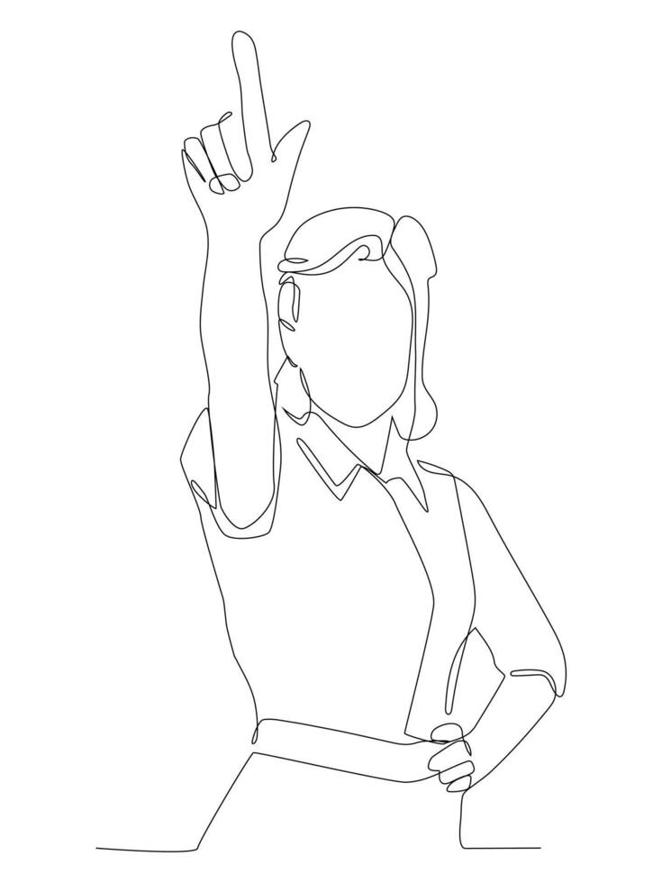 Single continuous line drawing confident businesswoman vector