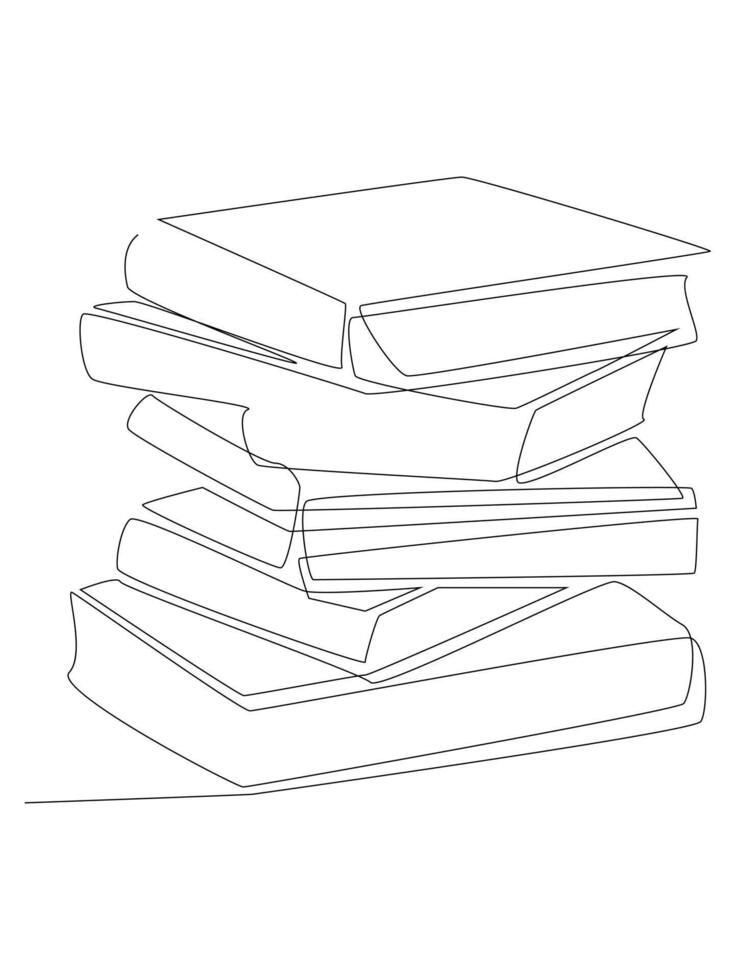 continuous single line drawing of stack of books vector