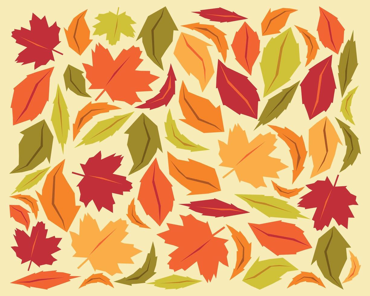 Autumn leaves in warm tones, pattern for decorative backgrounds vector