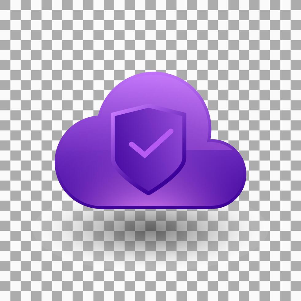 Cloud shield with check mark illustration. Internet safety, storage security, secure storage, protect data concept vector