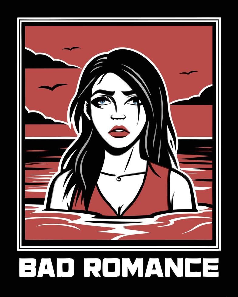 tshirt design sad girl vector