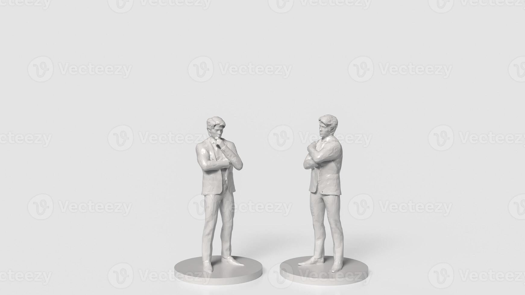 The two white Business man figure on white background 3d rendering. photo