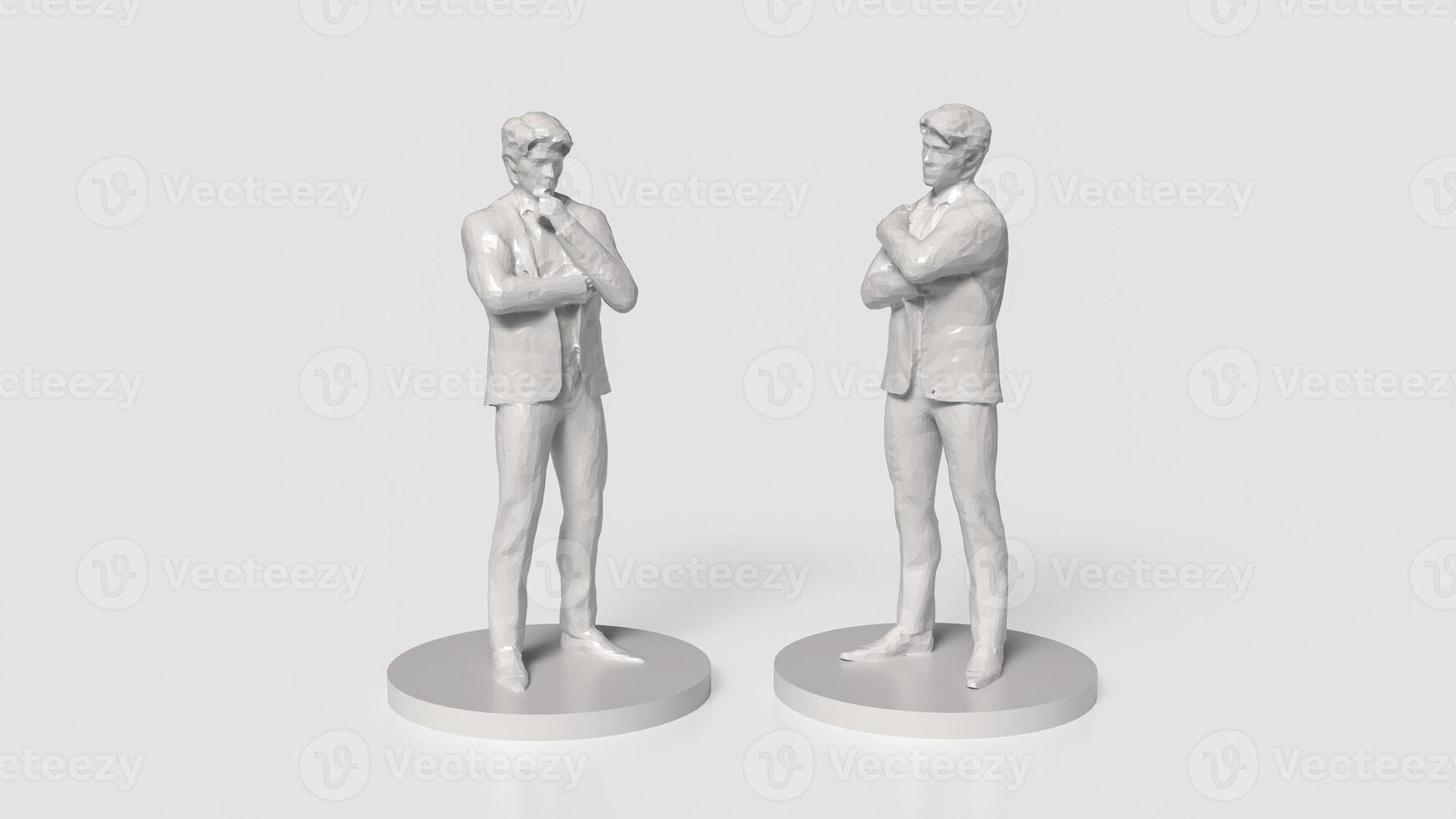 The two white Business man figure on white background 3d rendering. photo