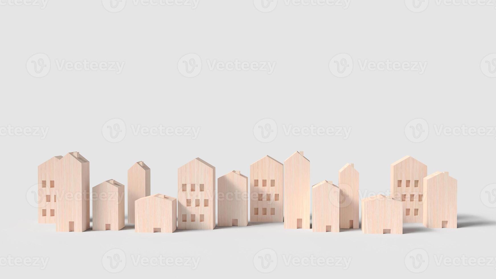 The wood building on white background for property concept 3d rendering. photo
