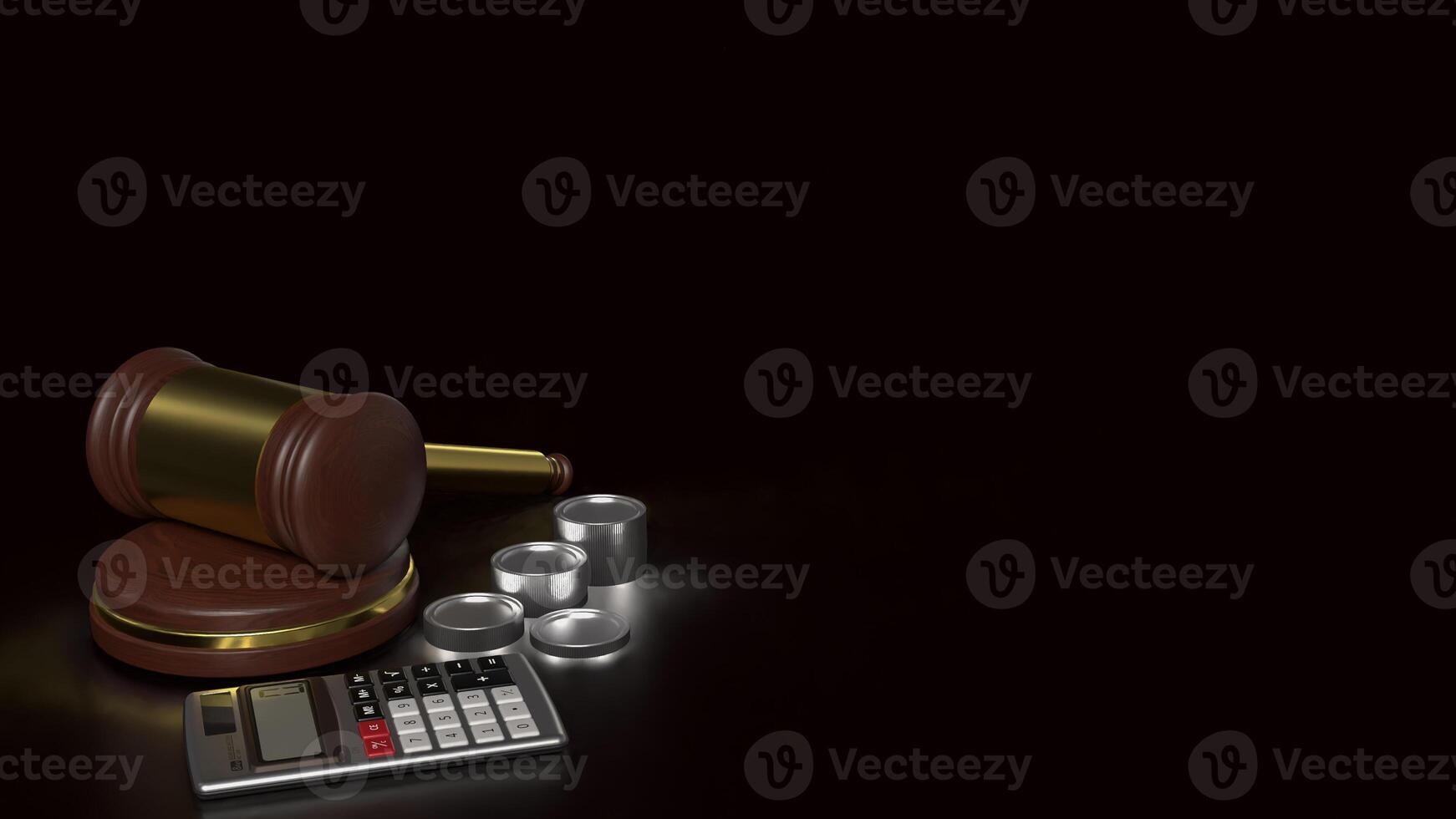 The Hammer and coins for Business law concept 3d rendering. photo