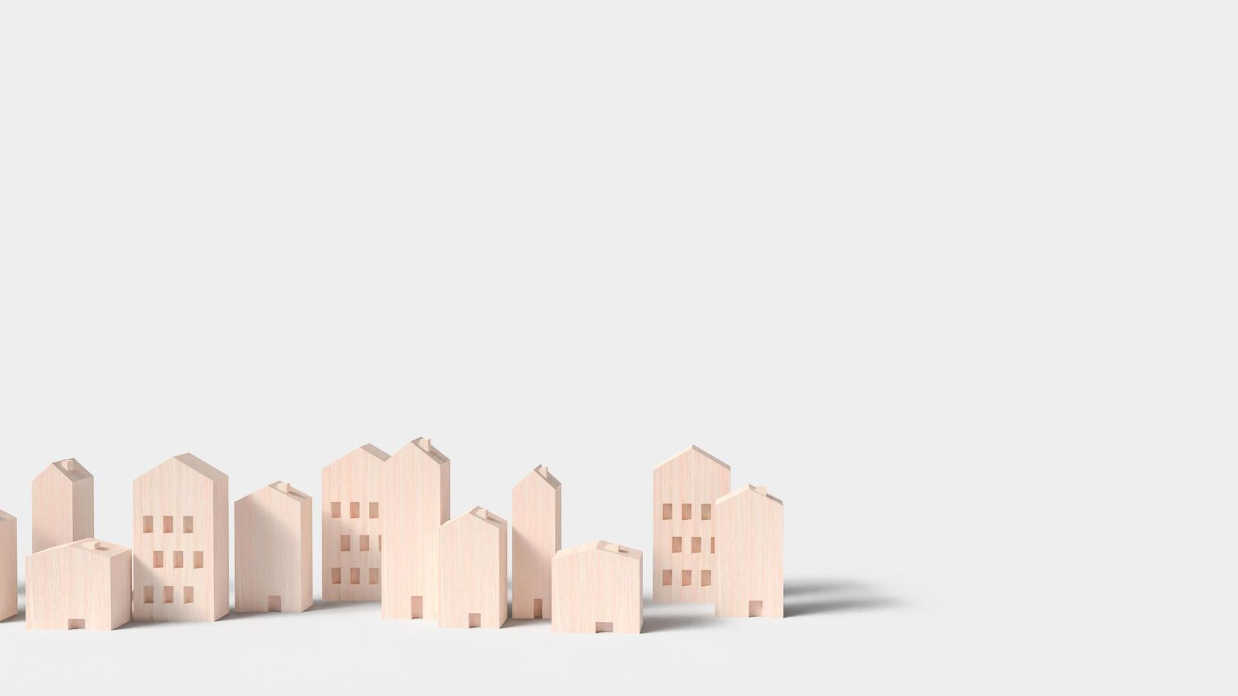 The wood building on white background for property concept 3d rendering. photo