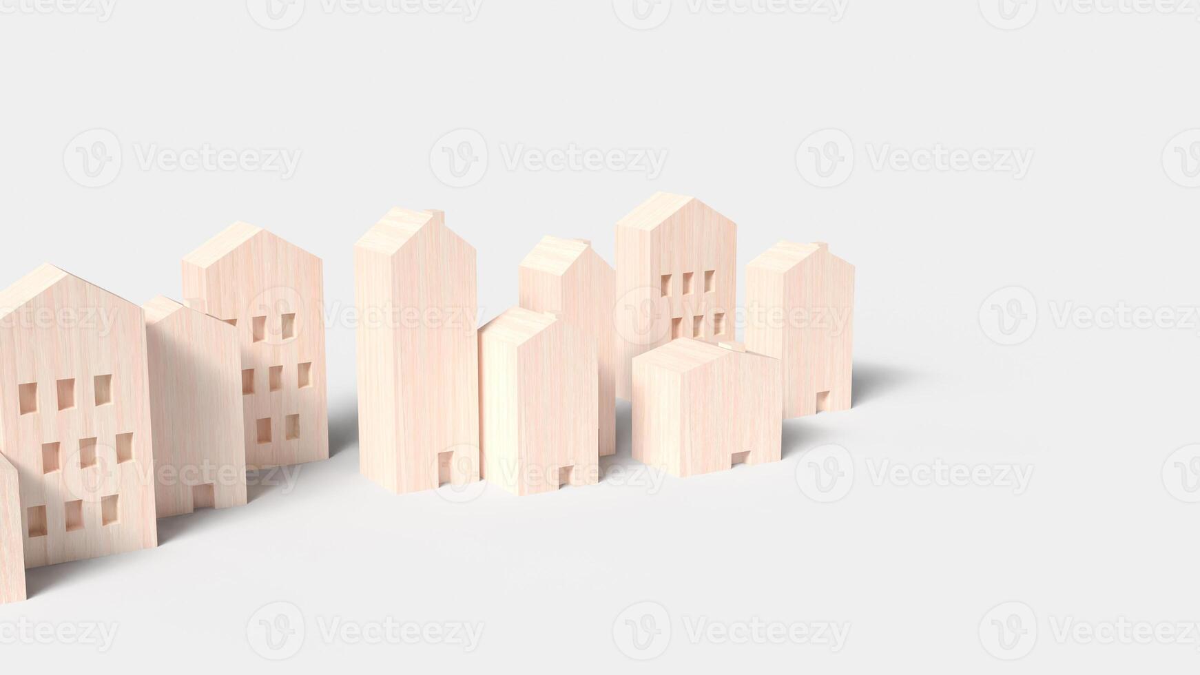 The wood building on white background for property concept 3d rendering. photo