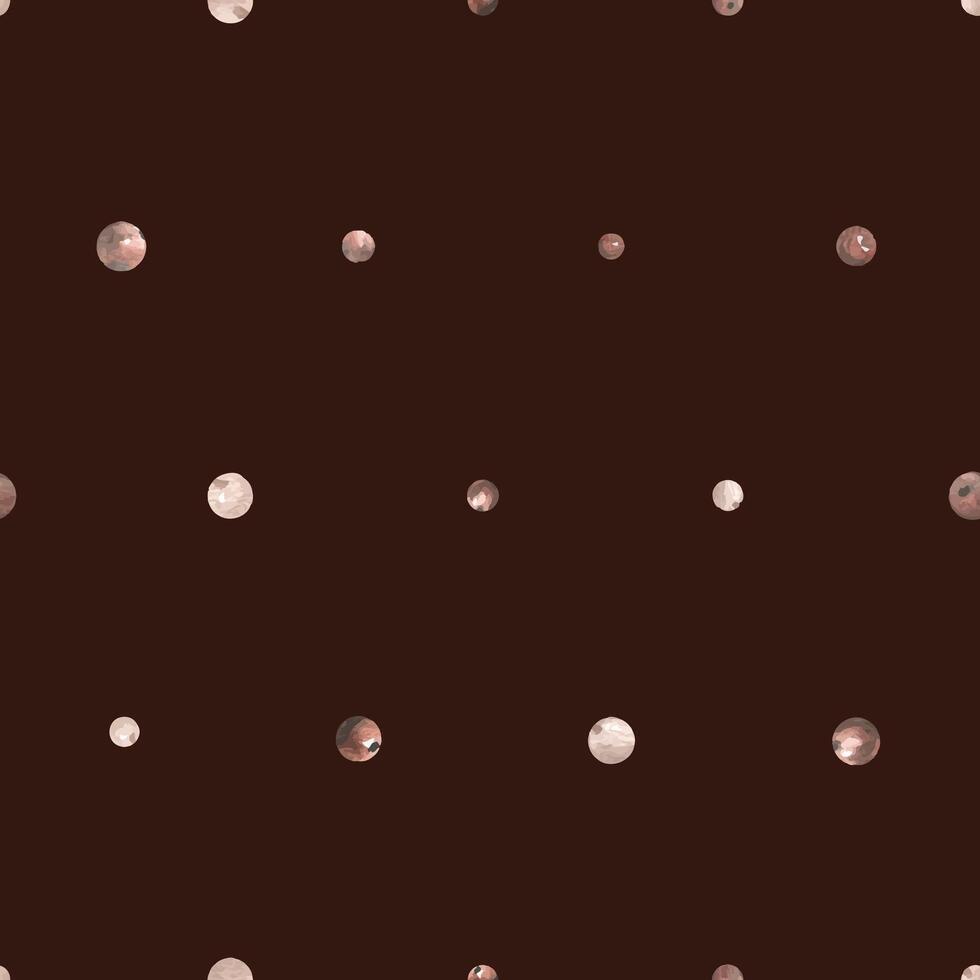 Autumn small apples, circles, dots. Hand drawn watercolor illustration. Seamless pattern on a brown background. vector