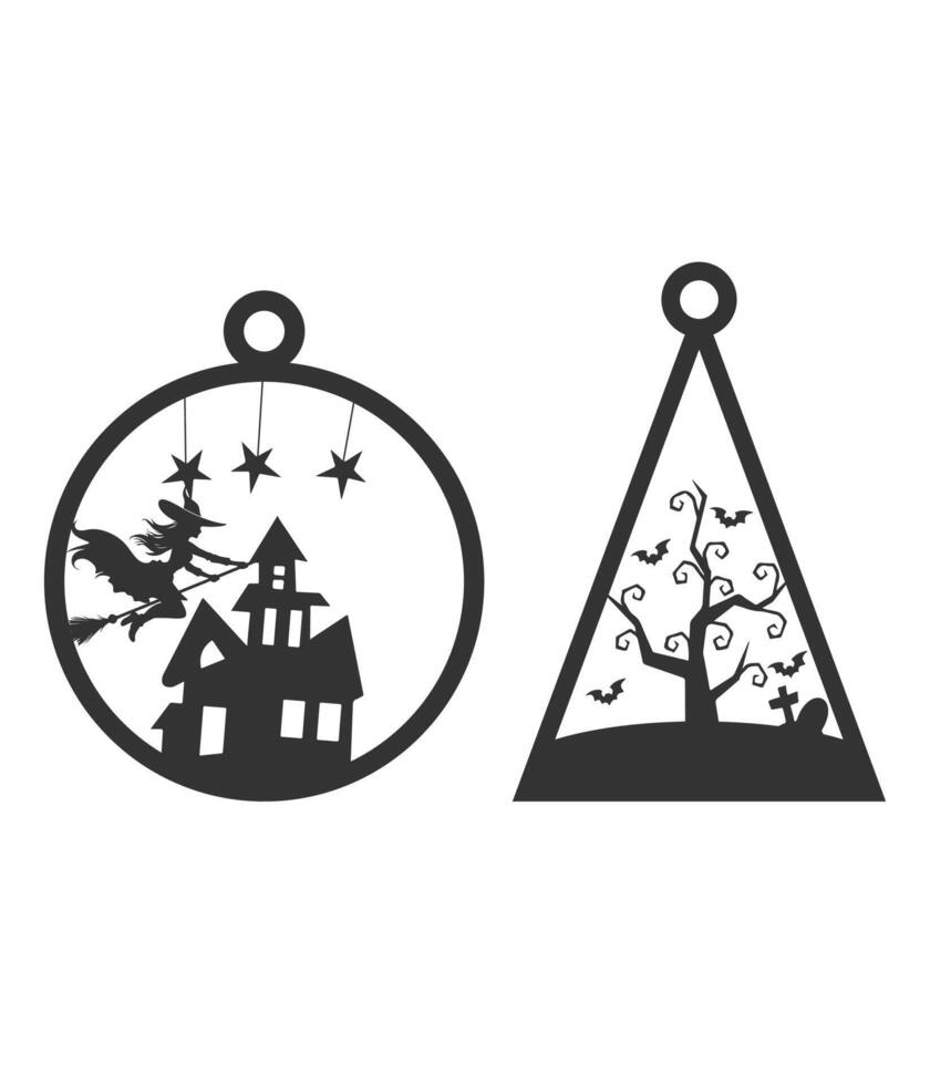Laser cut halloween earring illustration file vector