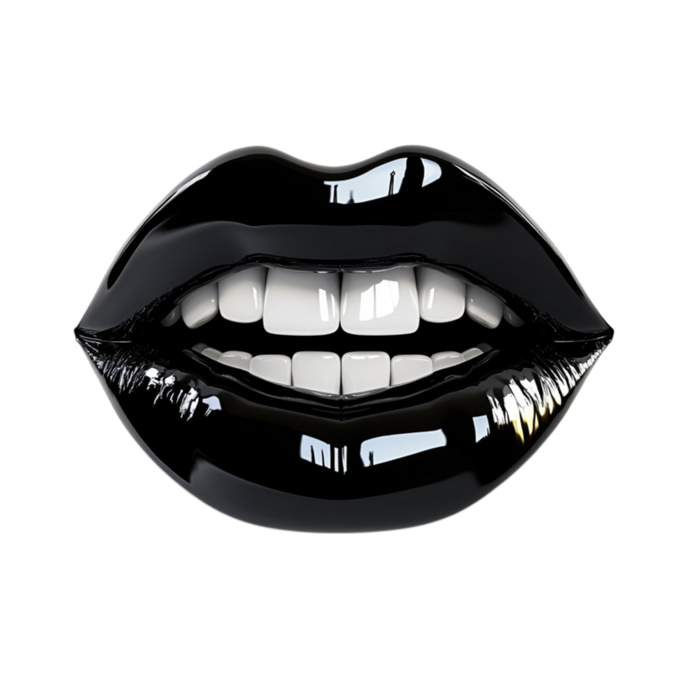 Black Lips with White Teeth AI-Generative png