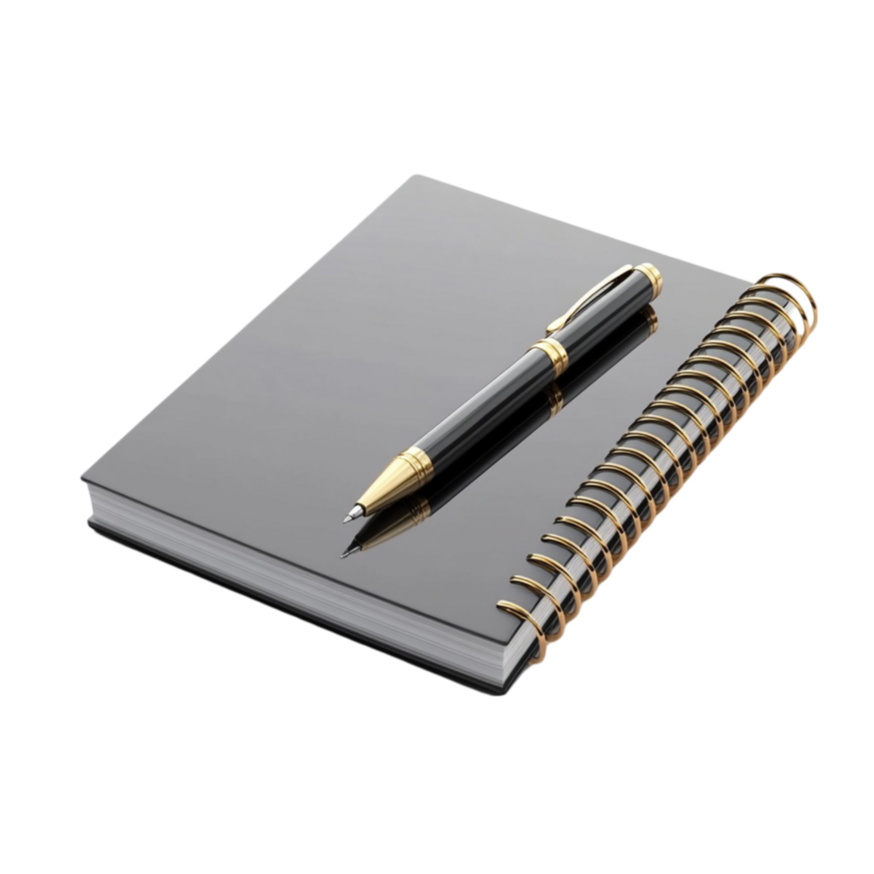 Black Notebook with a Pen AI-Generative png