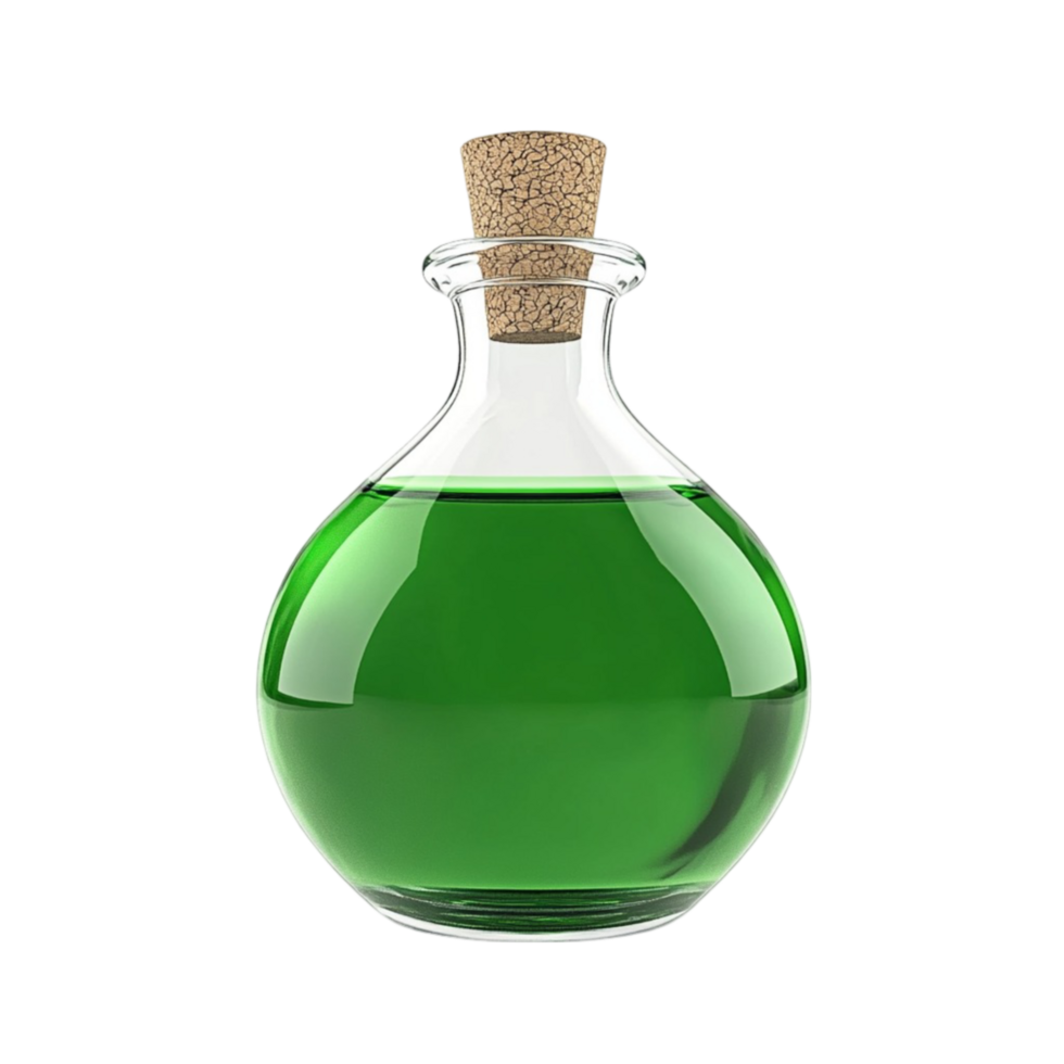 Green Liquid in Bottle AI-Generative png