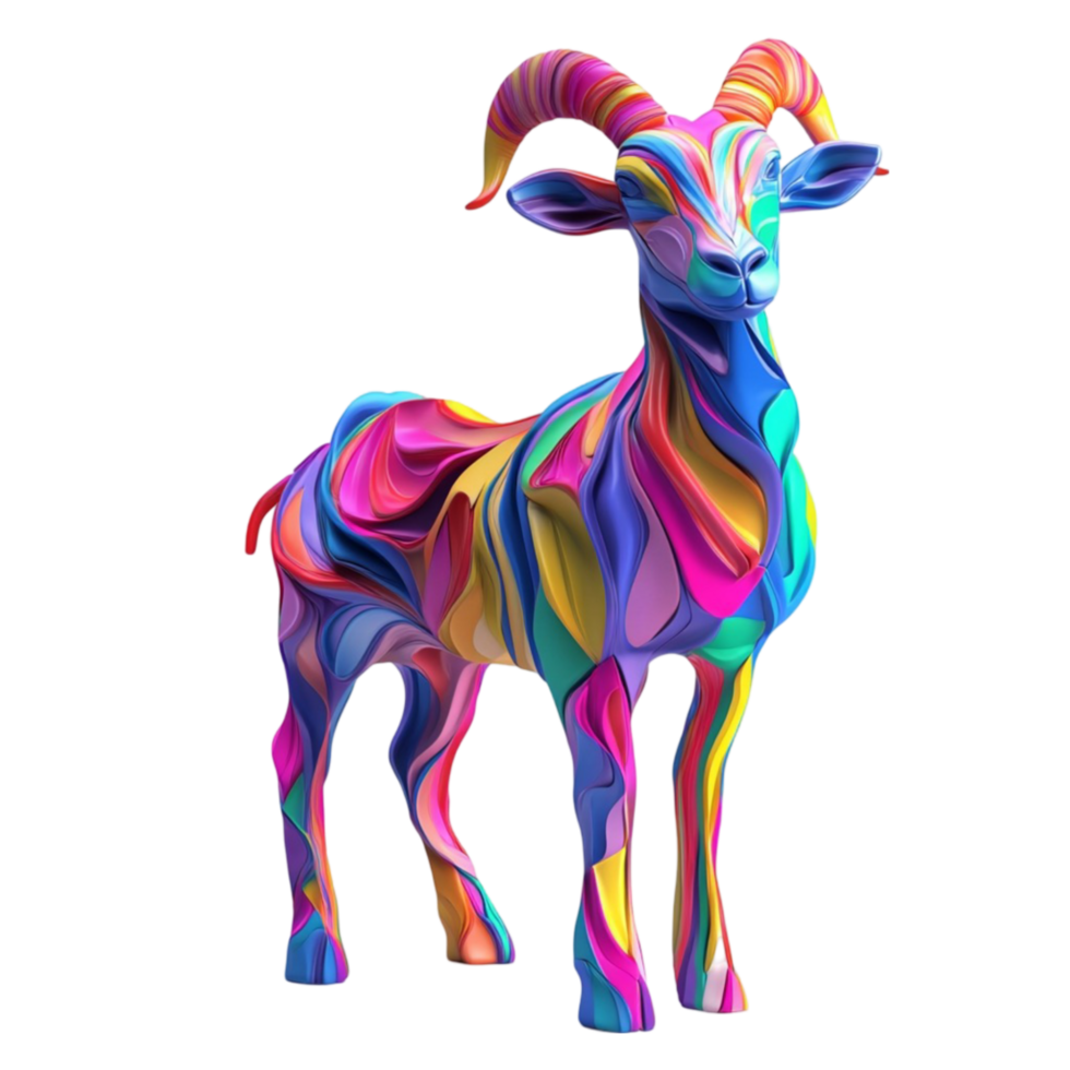 Colorful Goat on Transparent Background AI-Generative png