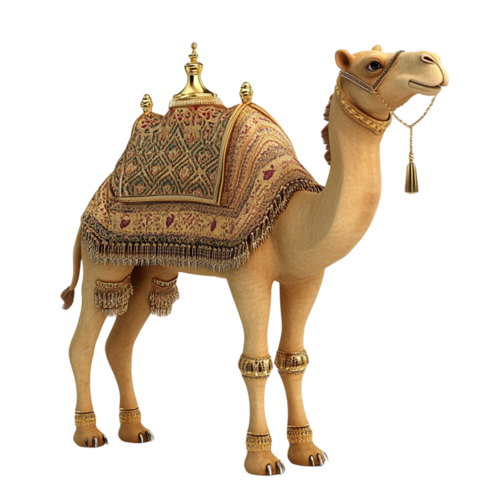 Camel with Saddle AI-Generative png