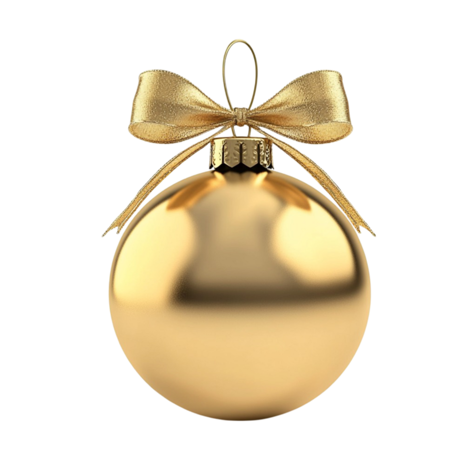 Gold Christmas Ball on Transparent Background AI-Generative png