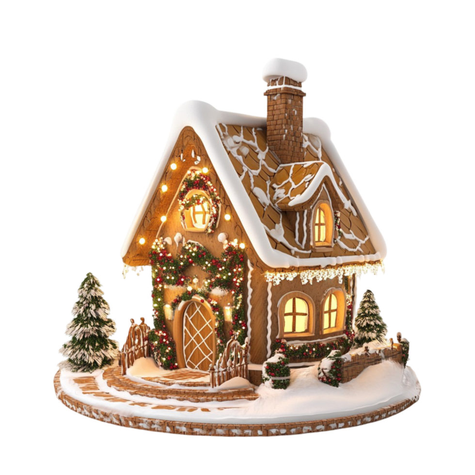 Christmas Gingerbread Decorated House AI-Generative png