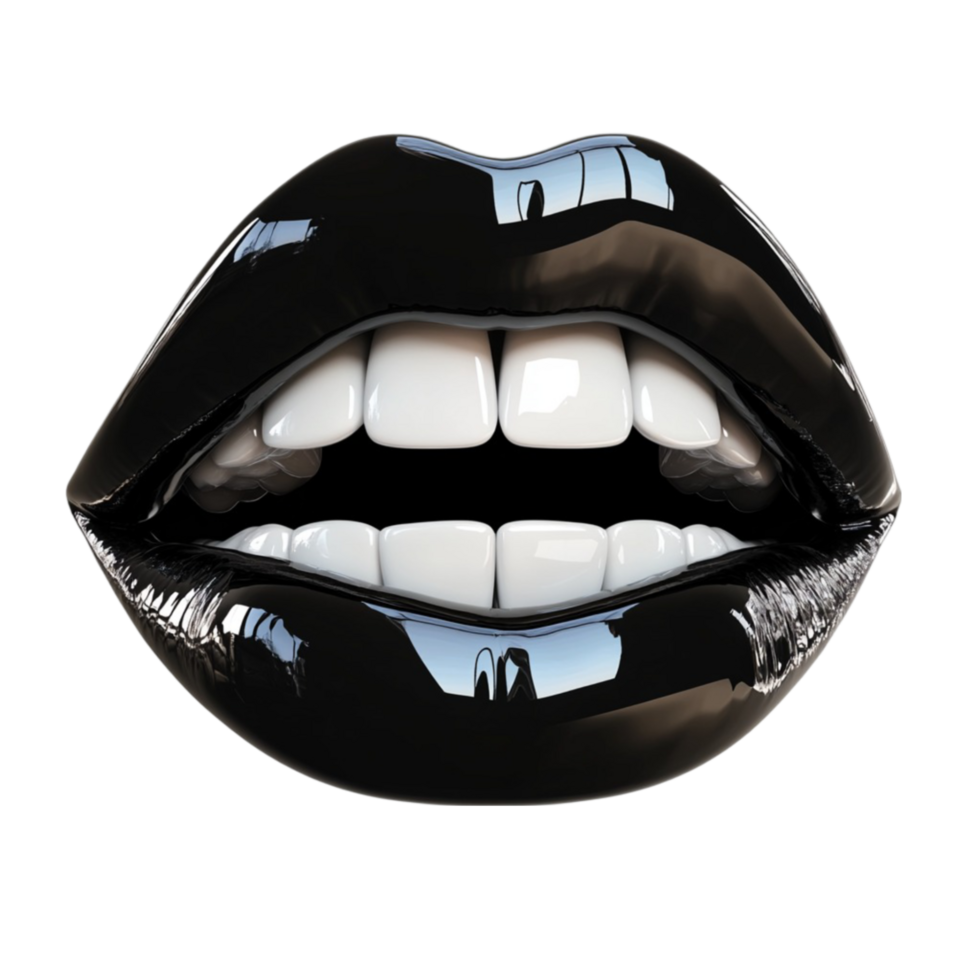 Black and White Female Mouth AI-Generative png