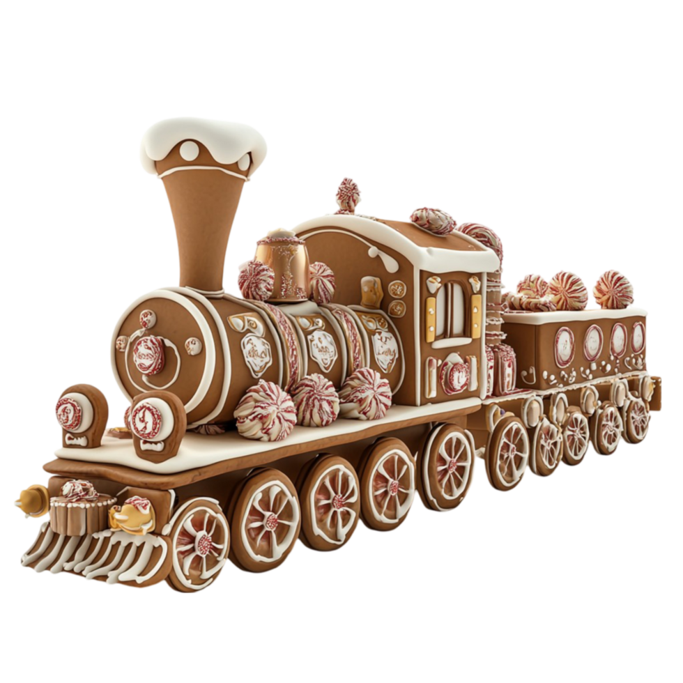 Gingerbread Cookie Train AI-Generative png