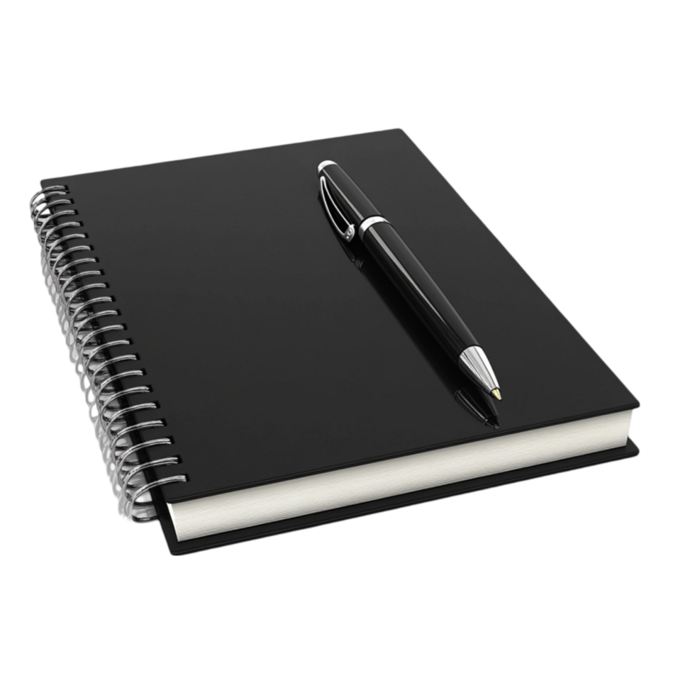 Black Diary with Pen AI-Generative png