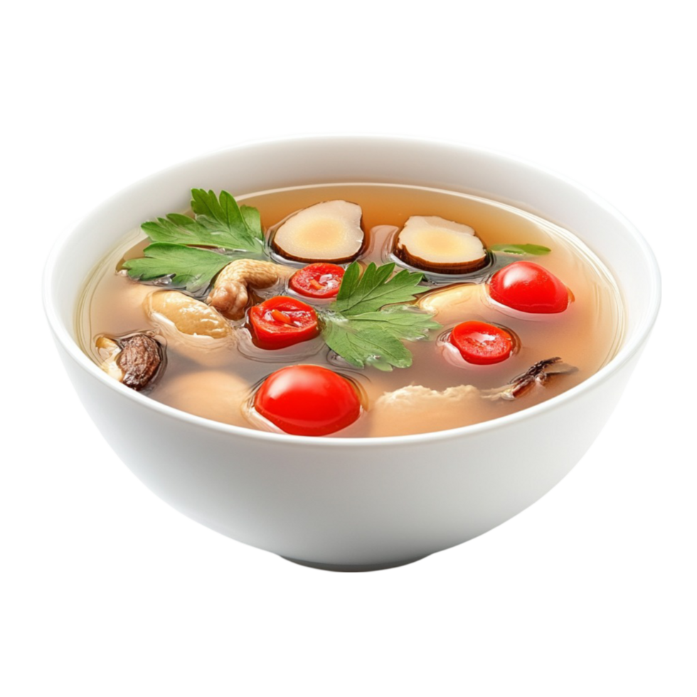 Chinese Soup with Mushrooms AI-Generative png
