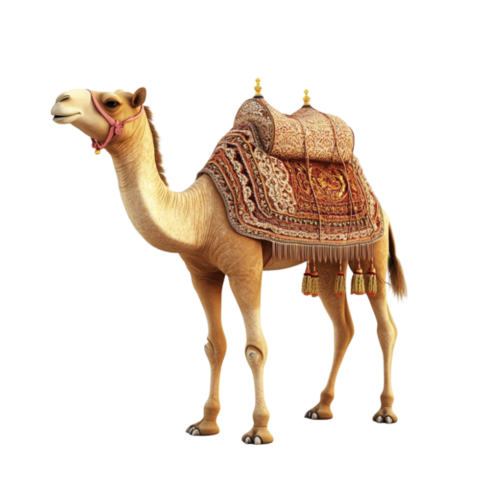 Camel with Saddle on Its Back AI-Generative png