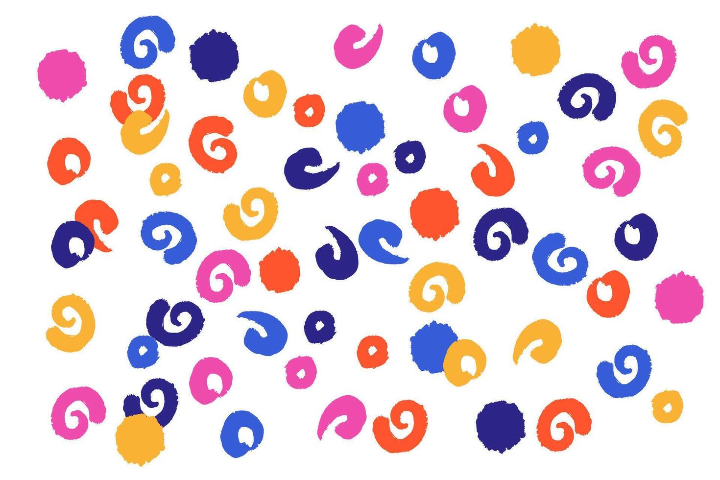 Colorful abstract pattern with spirals and dots, ideal for backgrounds, wallpapers, textile designs, greeting cards, posters, and digital art projects. Vibrant and playful. vector