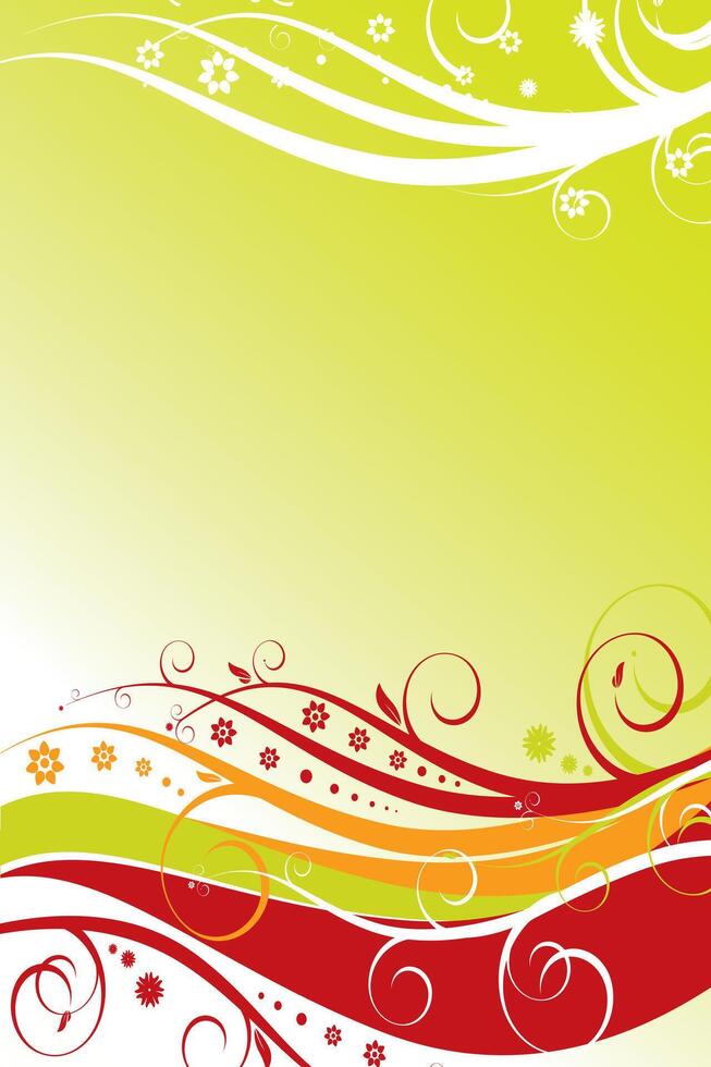 Abstract Nature Floral colored Potrait template with green gradient background on vertical orientation layer vector
