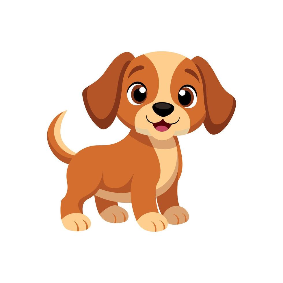 Playful puppies with floppy ears, in cartoon style. white background vector