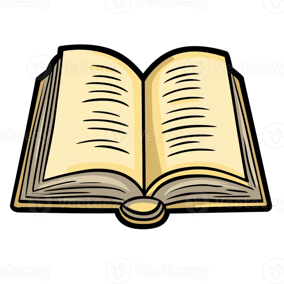 Illustration of an Open Book on the Middle Page png