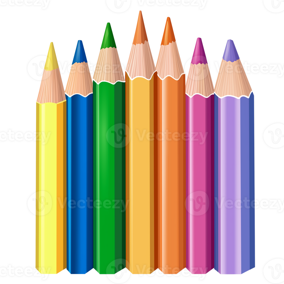 Realistic Colorful Pencil Drawing . File Format png