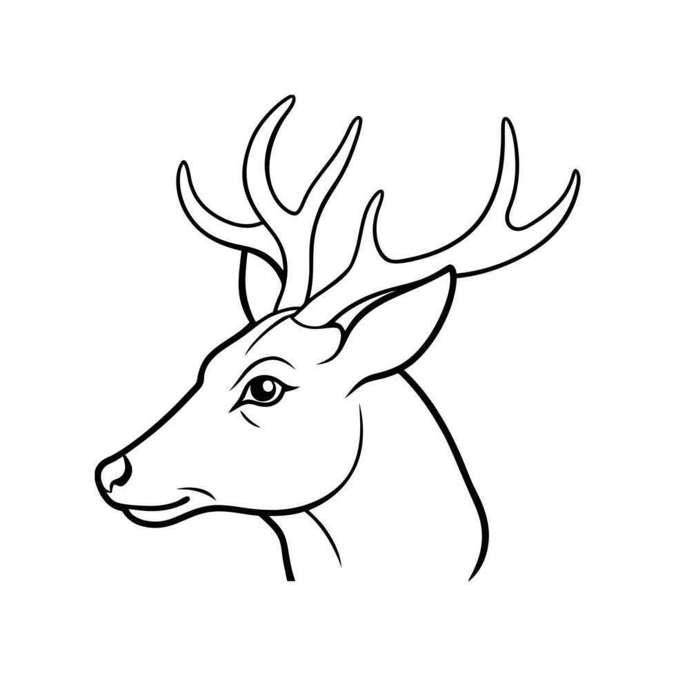 Minimalist Deer Head Illustration - Elegant Single Line Art vector
