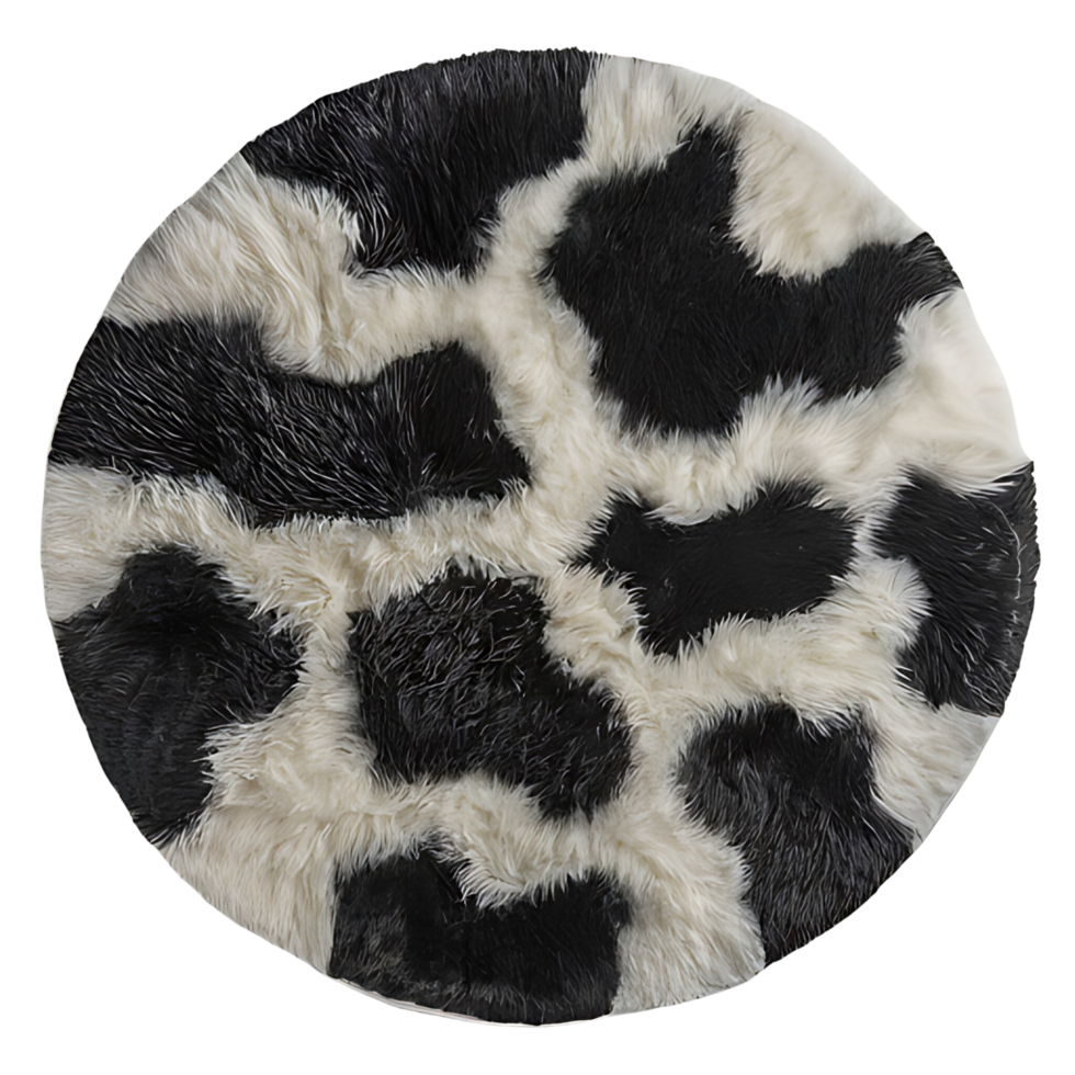 Soft Circular Rug with Cowhide Pattern png