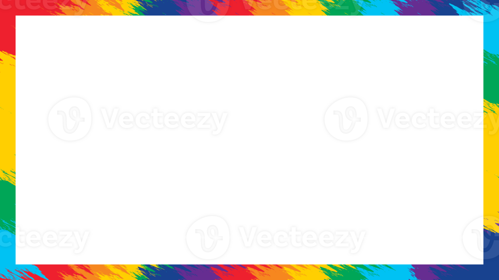 Rainbow frame border colorful overlapping brushes png