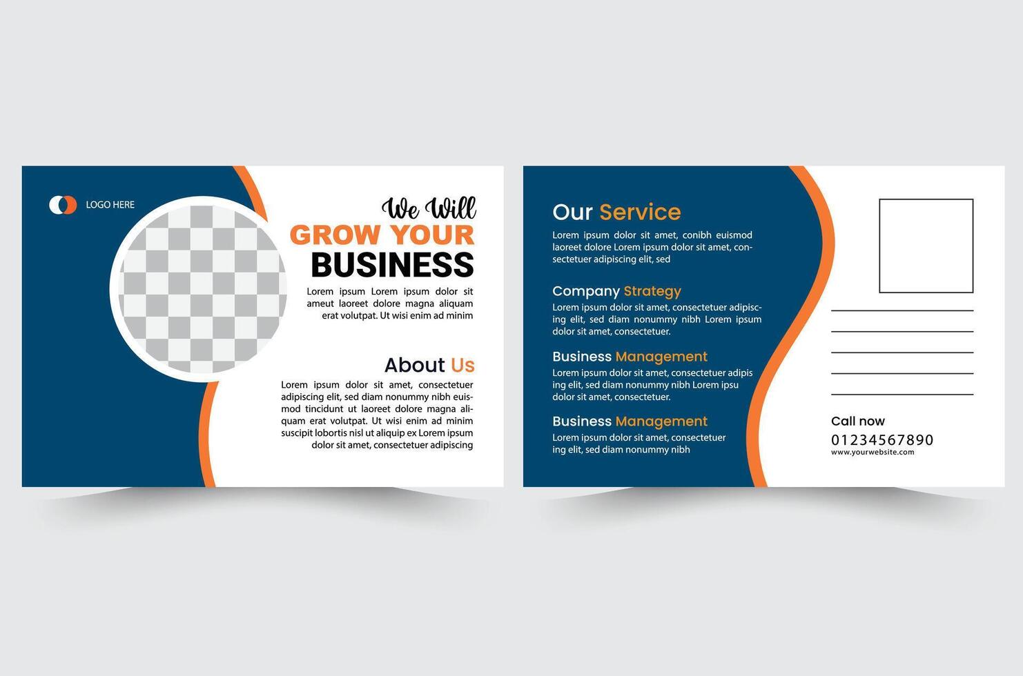 Corporate business post card template design vector