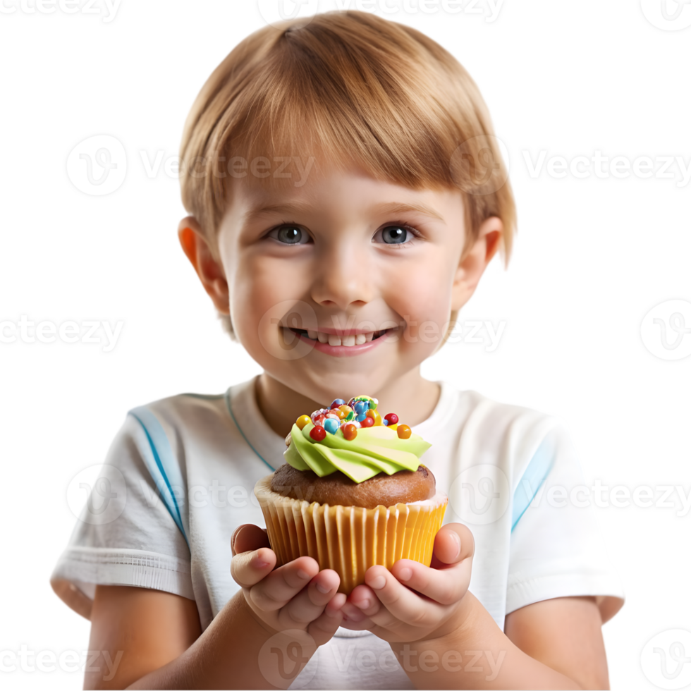 Child Holding a Cupcake png