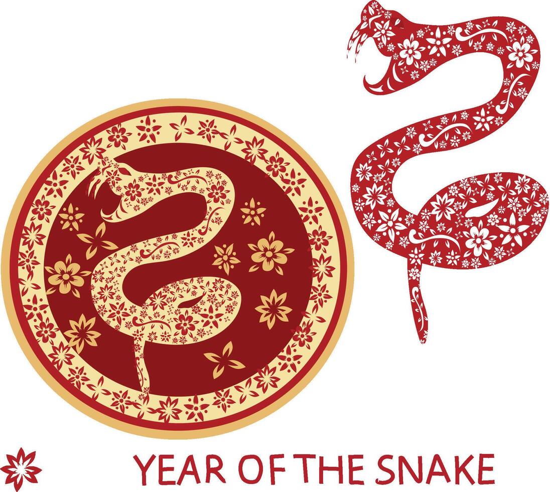 year of the snake happy chinese new year set vector