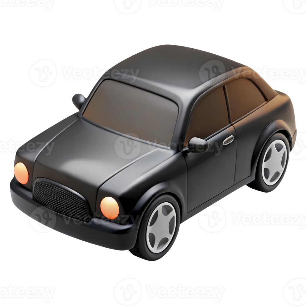 3d cartoon black car isolated on background. Realistic retro automobile with tuned windows png