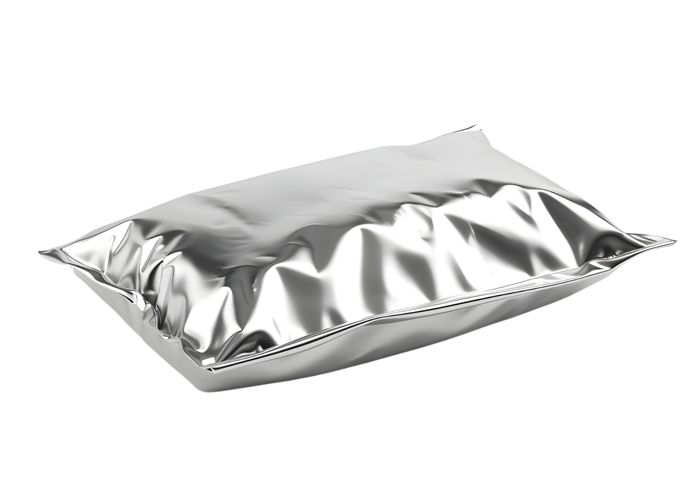 Crumpled Silver Foil Packaging. Isolated on transparent background png