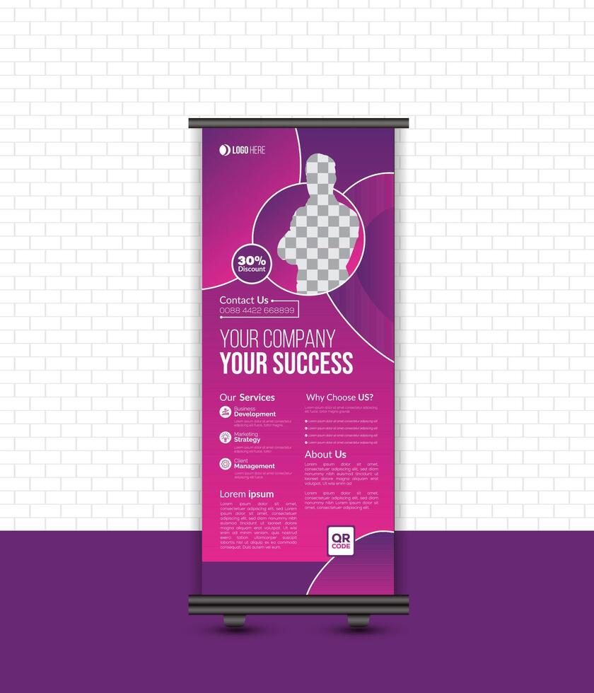 Corporate Roll Up Banner Signage Standee Minimal Design Template vector