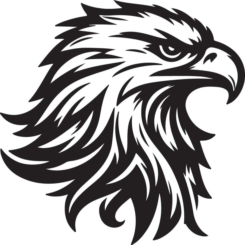Hawk eagle head silhouette design on white background vector